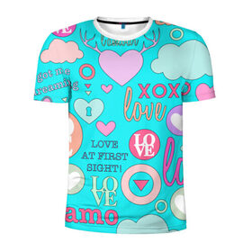 Мужская футболка 3D спортивная с принтом I Love you в Петрозаводске, 100% полиэстер с улучшенными характеристиками | приталенный силуэт, круглая горловина, широкие плечи, сужается к линии бедра | 14 | love | валентин | губы | день | любовь | подарок | поцелуй | сердце | страсть | февраль