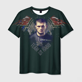 Мужская футболка 3D с принтом Хабиб Нурмагомедов в Петрозаводске, 100% полиэфир | прямой крой, круглый вырез горловины, длина до линии бедер | ufc | вольная борьба | самбо | хабиб нурмагомедов