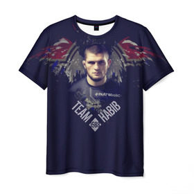 Мужская футболка 3D с принтом Хабиб Нурмагомедов в Петрозаводске, 100% полиэфир | прямой крой, круглый вырез горловины, длина до линии бедер | Тематика изображения на принте: ufc | хабиб нурмагомедов