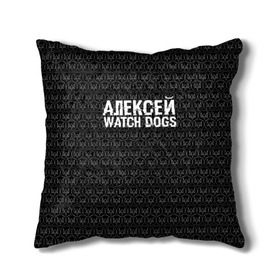 Подушка 3D с принтом Алексей Watch Dogs в Петрозаводске, наволочка – 100% полиэстер, наполнитель – холлофайбер (легкий наполнитель, не вызывает аллергию). | состоит из подушки и наволочки. Наволочка на молнии, легко снимается для стирки | алексей | алеша | леша