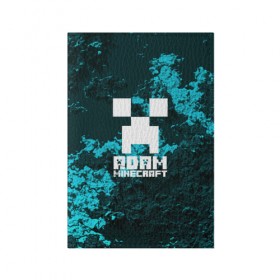 Обложка для паспорта матовая кожа с принтом Адам в стиле Minecraft в Петрозаводске, натуральная матовая кожа | размер 19,3 х 13,7 см; прозрачные пластиковые крепления | 
