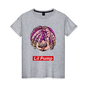 Женская футболка хлопок с принтом Lil Pump в Петрозаводске, 100% хлопок | прямой крой, круглый вырез горловины, длина до линии бедер, слегка спущенное плечо | face | gang | lil | pump | rap | качер | лил | маленький | насос | памп | репер | рэпер | рэппер | с дредами