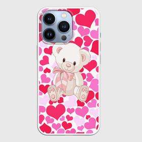 Чехол для iPhone 13 Pro с принтом Белый Мишка в Петрозаводске,  |  | 14 февраля | bear | love | teddy | абстракция | арт | девушкам | день всех влюбленных | день святого валентина | животные | медведь | милые | мишка | сердечки | тедди