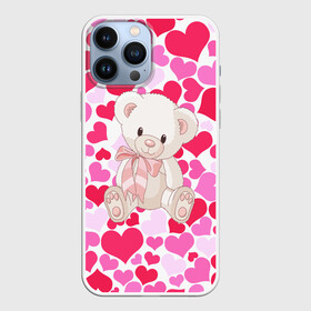 Чехол для iPhone 13 Pro Max с принтом Белый Мишка в Петрозаводске,  |  | 14 февраля | bear | love | teddy | абстракция | арт | девушкам | день всех влюбленных | день святого валентина | животные | медведь | милые | мишка | сердечки | тедди