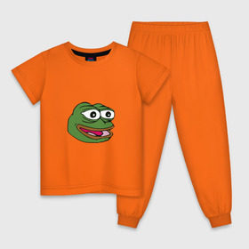 Детская пижама хлопок с принтом Pepe frog в Петрозаводске, 100% хлопок |  брюки и футболка прямого кроя, без карманов, на брюках мягкая резинка на поясе и по низу штанин
 | Тематика изображения на принте: meme pepe мем прикол лягушка