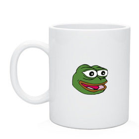 Кружка с принтом Pepe frog в Петрозаводске, керамика | объем — 330 мл, диаметр — 80 мм. Принт наносится на бока кружки, можно сделать два разных изображения | meme pepe мем прикол лягушка