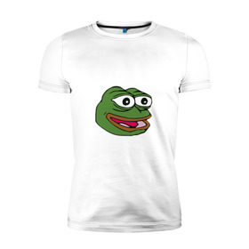 Мужская футболка премиум с принтом Pepe frog в Петрозаводске, 92% хлопок, 8% лайкра | приталенный силуэт, круглый вырез ворота, длина до линии бедра, короткий рукав | Тематика изображения на принте: meme pepe мем прикол лягушка