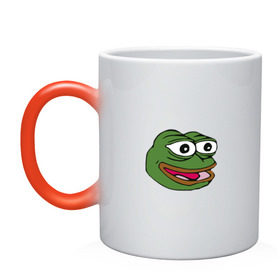 Кружка хамелеон с принтом Pepe frog в Петрозаводске, керамика | меняет цвет при нагревании, емкость 330 мл | meme pepe мем прикол лягушка