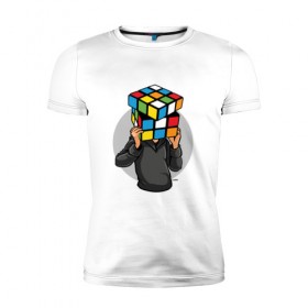 Мужская футболка премиум с принтом ГОЛОВОЛОМКА в Петрозаводске, 92% хлопок, 8% лайкра | приталенный силуэт, круглый вырез ворота, длина до линии бедра, короткий рукав | голова | кубик рубика