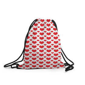 Рюкзак-мешок 3D с принтом Красные сердечки в Петрозаводске, 100% полиэстер | плотность ткани — 200 г/м2, размер — 35 х 45 см; лямки — толстые шнурки, застежка на шнуровке, без карманов и подкладки | 