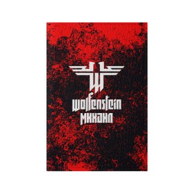 Обложка для паспорта матовая кожа с принтом Михаил в стиле Wolfenstein в Петрозаводске, натуральная матовая кожа | размер 19,3 х 13,7 см; прозрачные пластиковые крепления | 