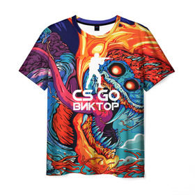 Мужская футболка 3D с принтом Виктор в стиле CS GO в Петрозаводске, 100% полиэфир | прямой крой, круглый вырез горловины, длина до линии бедер | hyper beast | витя | кс го | скоростной зверь
