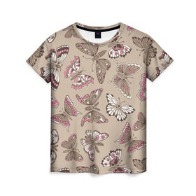 Женская футболка 3D с принтом Чудо природы в Петрозаводске, 100% полиэфир ( синтетическое хлопкоподобное полотно) | прямой крой, круглый вырез горловины, длина до линии бедер | бабочки | романтика | цветы