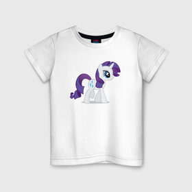 Детская футболка хлопок с принтом My little pony Рарити в Петрозаводске, 100% хлопок | круглый вырез горловины, полуприлегающий силуэт, длина до линии бедер | Тематика изображения на принте: 