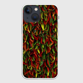 Чехол для iPhone 13 mini с принтом Перчики в Петрозаводске,  |  | Тематика изображения на принте: веган | вегетарианец | еда | красный | овощи | острый | паттерн | перец | перчик | приправа | пряности | стручки | стручковый | стручок | урожай | чили