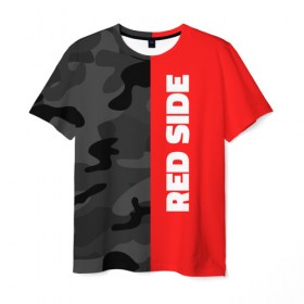 Мужская футболка 3D с принтом Military Red Side в Петрозаводске, 100% полиэфир | прямой крой, круглый вырез горловины, длина до линии бедер | военный | камуфляж | красный | мода | стиль | тренд