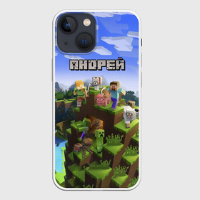 Чехол для iPhone 13 mini с принтом Андрей   Minecraft в Петрозаводске,  |  | minecraft | андре | андрей | андруха | андрюшка | добывать | игра | игрушка | имя | компьютерная | кубики | майкрафт | майн крафт | майнкрафт | пиксели | пиксель | ремесло | с именем | шахта