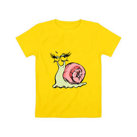 Детская футболка хлопок с принтом Гламурная улитка в Петрозаводске, 100% хлопок | круглый вырез горловины, полуприлегающий силуэт, длина до линии бедер | Тематика изображения на принте: гламурная | животные | прикольная | улитка