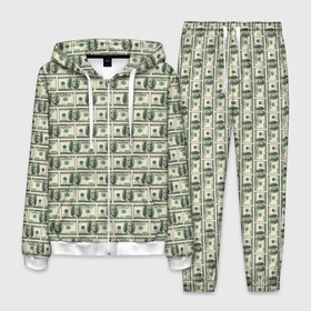 Мужской костюм 3D с принтом Доллары в Петрозаводске, 100% полиэстер | Манжеты и пояс оформлены тканевой резинкой, двухслойный капюшон со шнурком для регулировки, карманы спереди | dollars | money | usa | деньги | доллар | паттерн | сша