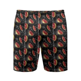 Мужские шорты 3D спортивные с принтом Грейпфруты в Петрозаводске,  |  | fruits | orange | vegan | апельсин | веган | вода | грейпфрут | лето | лимон | фрукты | цитрус