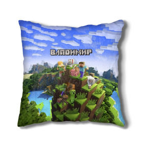 Подушка 3D с принтом Владимир - Minecraft в Петрозаводске, наволочка – 100% полиэстер, наполнитель – холлофайбер (легкий наполнитель, не вызывает аллергию). | состоит из подушки и наволочки. Наволочка на молнии, легко снимается для стирки | minecraft | владимир | вова | вовка | вовчик | володя | добывать | игра | игрушка | имя | компьютерная | кубики | майкрафт | майн крафт | майнкрафт | пиксели | пиксель | ремесло | с именем | шахта