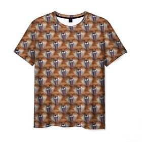 Мужская футболка 3D с принтом Лисоньки фыр фыр в Петрозаводске, 100% полиэфир | прямой крой, круглый вырез горловины, длина до линии бедер | cute | камуфляж | лес | лиса | лисица | лисичка | лисоньки | милитари | милый | охота | с языком | фыр фыр