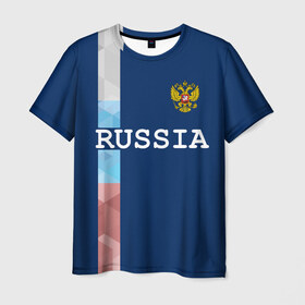 Мужская футболка 3D с принтом RUSSIA в Петрозаводске, 100% полиэфир | прямой крой, круглый вырез горловины, длина до линии бедер | russia | герб | орел | патриот | российский | россия | русский | символика