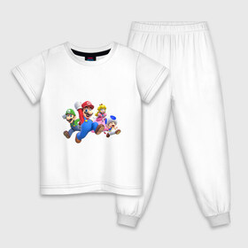 Детская пижама хлопок с принтом Mario Team в Петрозаводске, 100% хлопок |  брюки и футболка прямого кроя, без карманов, на брюках мягкая резинка на поясе и по низу штанин
 | nintendo | марио | нинтендо