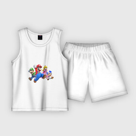 Детская пижама с шортами хлопок с принтом Mario Team в Петрозаводске,  |  | Тематика изображения на принте: nintendo | марио | нинтендо