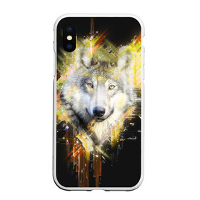 Чехол для iPhone XS Max матовый с принтом Волк в Петрозаводске, Силикон | Область печати: задняя сторона чехла, без боковых панелей | волк | геометрия | животные | природа | серый | собака | хищник