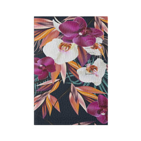 Обложка для паспорта матовая кожа с принтом Орхидея в Петрозаводске, натуральная матовая кожа | размер 19,3 х 13,7 см; прозрачные пластиковые крепления | flower | букет | краски | орхидеи | природа | текстуры | тропики | тропический | цветочки | цветы
