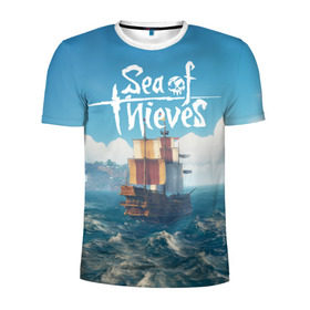 Мужская футболка 3D спортивная с принтом Sea of Thieves в Петрозаводске, 100% полиэстер с улучшенными характеристиками | приталенный силуэт, круглая горловина, широкие плечи, сужается к линии бедра | Тематика изображения на принте: pirates | sea of thieves | пираты