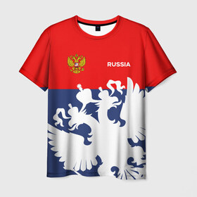 Мужская футболка 3D с принтом Герб РФ в Петрозаводске, 100% полиэфир | прямой крой, круглый вырез горловины, длина до линии бедер | russia | герб | орел | патриот | российский | россия | русский | символика