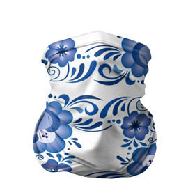 Бандана-труба 3D с принтом Гжель в Петрозаводске, 100% полиэстер, ткань с особыми свойствами — Activecool | плотность 150‒180 г/м2; хорошо тянется, но сохраняет форму | гжель | текстура | узор | цветы