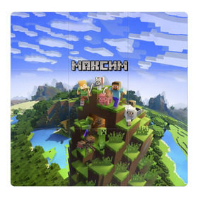 Магнитный плакат 3Х3 с принтом Максим - Minecraft в Петрозаводске, Полимерный материал с магнитным слоем | 9 деталей размером 9*9 см | крипер | майнкрафт