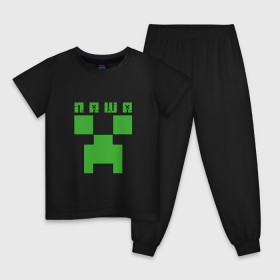 Детская пижама хлопок с принтом Паша - Minecraft в Петрозаводске, 100% хлопок |  брюки и футболка прямого кроя, без карманов, на брюках мягкая резинка на поясе и по низу штанин
 | крипер | майнкрафт | павел