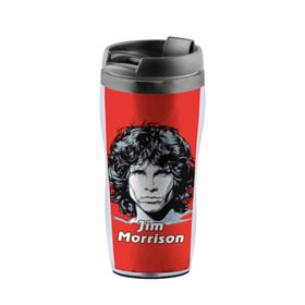 Термокружка-непроливайка с принтом Jim Morrison в Петрозаводске, внутренняя часть — пищевой пластик, наружная часть — прозрачный пластик, между ними — полиграфическая вставка с рисунком | объем — 350 мл, герметичная крышка | the doors | автор песен | вокалист | джим моррисон | звезда | музыка | певец | поэт | рок | рок музыка | фронтмен