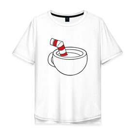 Мужская футболка хлопок Oversize с принтом Red Cuphead в Петрозаводске, 100% хлопок | свободный крой, круглый ворот, “спинка” длиннее передней части | Тематика изображения на принте: cuphead