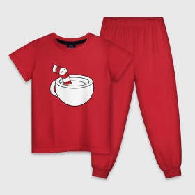 Детская пижама хлопок с принтом Red Cuphead в Петрозаводске, 100% хлопок |  брюки и футболка прямого кроя, без карманов, на брюках мягкая резинка на поясе и по низу штанин
 | cuphead