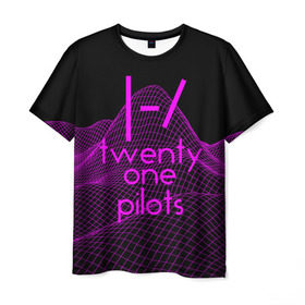 Мужская футболка 3D с принтом twenty one pilots neon music в Петрозаводске, 100% полиэфир | прямой крой, круглый вырез горловины, длина до линии бедер | группа | инди поп | синти поп