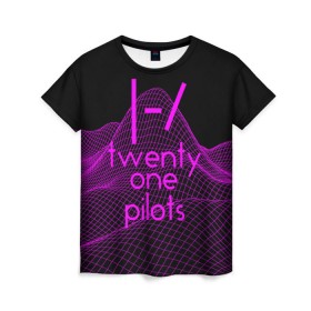 Женская футболка 3D с принтом twenty one pilots neon music в Петрозаводске, 100% полиэфир ( синтетическое хлопкоподобное полотно) | прямой крой, круглый вырез горловины, длина до линии бедер | группа | инди поп | синти поп