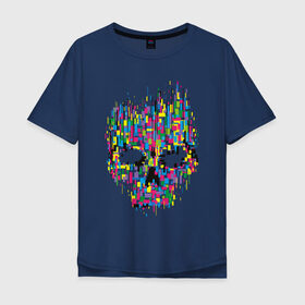 Мужская футболка хлопок Oversize с принтом Череп в Петрозаводске, 100% хлопок | свободный крой, круглый ворот, “спинка” длиннее передней части | абстракция | анонимус | интернет | с черепом | череп | черепа