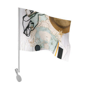 Флаг для автомобиля с принтом Тайна путешествия в Петрозаводске, 100% полиэстер | Размер: 30*21 см | авантюра | карта | путешественник | турист