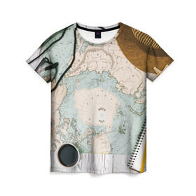 Женская футболка 3D с принтом Тайна путешествия в Петрозаводске, 100% полиэфир ( синтетическое хлопкоподобное полотно) | прямой крой, круглый вырез горловины, длина до линии бедер | авантюра | карта | путешественник | турист
