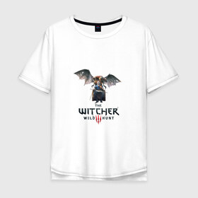 Мужская футболка хлопок Oversize с принтом Ведьмак в Петрозаводске, 100% хлопок | свободный крой, круглый ворот, “спинка” длиннее передней части | wild hunt | witcher | witcher3 | ведьмак | дикая охота