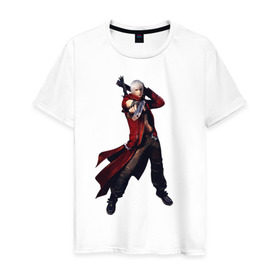 Мужская футболка хлопок с принтом Devil May Cry в Петрозаводске, 100% хлопок | прямой крой, круглый вырез горловины, длина до линии бедер, слегка спущенное плечо. | dante | devilmaycry | данте