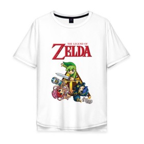 Мужская футболка хлопок Oversize с принтом zelda tri force heroes в Петрозаводске, 100% хлопок | свободный крой, круглый ворот, “спинка” длиннее передней части | link | zelda | зельда | линк | три линка