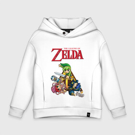 Детское худи Oversize хлопок с принтом zelda tri force heroes в Петрозаводске, френч-терри — 70% хлопок, 30% полиэстер. Мягкий теплый начес внутри —100% хлопок | боковые карманы, эластичные манжеты и нижняя кромка, капюшон на магнитной кнопке | link | zelda | зельда | линк | три линка