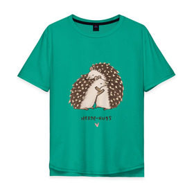 Мужская футболка хлопок Oversize с принтом ёжик в Петрозаводске, 100% хлопок | свободный крой, круглый ворот, “спинка” длиннее передней части | ёж | ежики | любовь