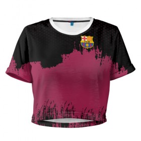 Женская футболка 3D укороченная с принтом Barcelona Original в Петрозаводске, 100% полиэстер | круглая горловина, длина футболки до линии талии, рукава с отворотами | barcelona | football | footer | soccer | socker | барселона | спорт | футбол | футбольный клуб